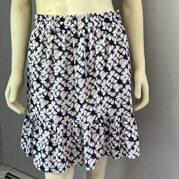 NWT Banana Republic SlipOn ElasticWaist Lined Tiered MiniSkirt White/Pink/Blue L - Picture 1 of 11
